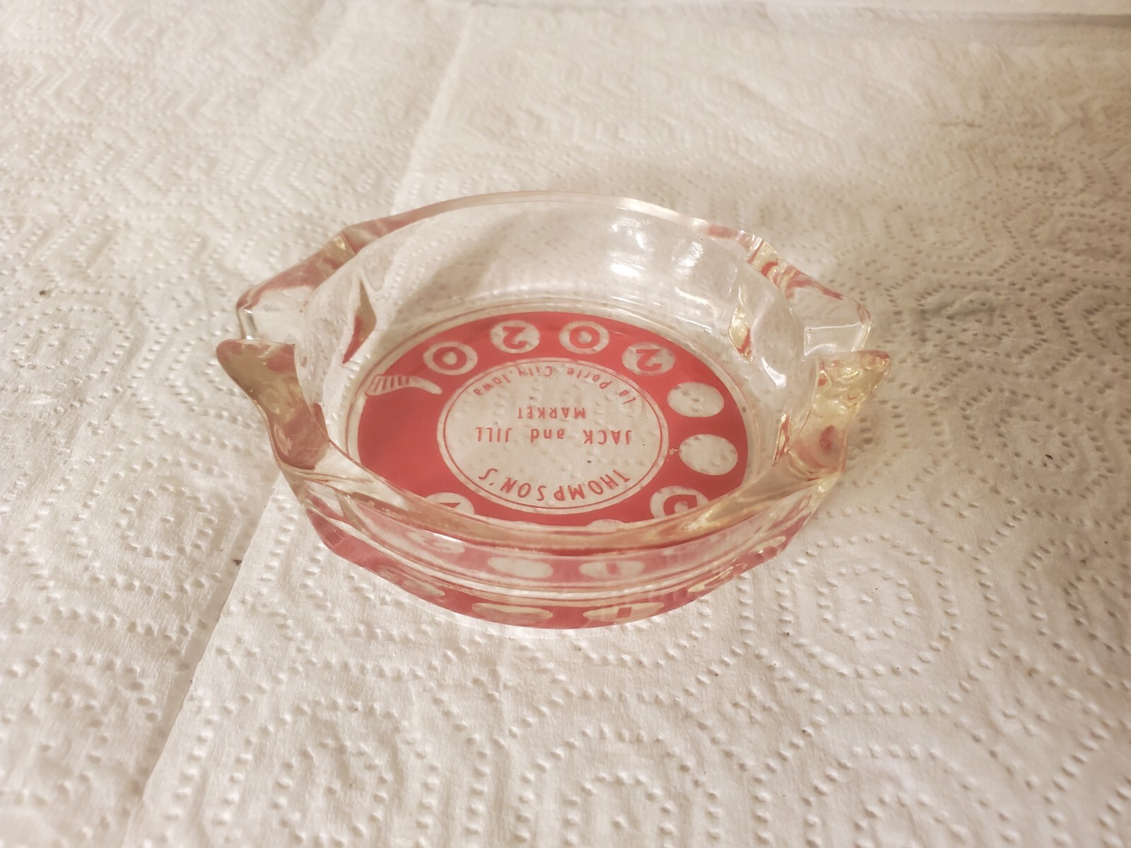 Glass Ashtray Thompson's Jack And Jill Market LA Porte City Iowa