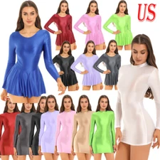 US Women Oil Glossy Sheer Micro Mini Dress Tight Pencil Short Dress Smooth Dress