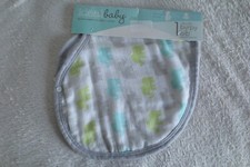 Ideal baby Boys burpy bib - muslin/cotton blend Elephants White/Greens/Gray New