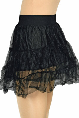 Petticoat Damen Tüllrock Unterrock Tütü kurz schwarz Fasching Karneval Kostüm KK