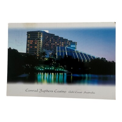 Vintage Conrad Jupiters Casino Gold Coast Australien Nacht Foto gestempelt Postkarte