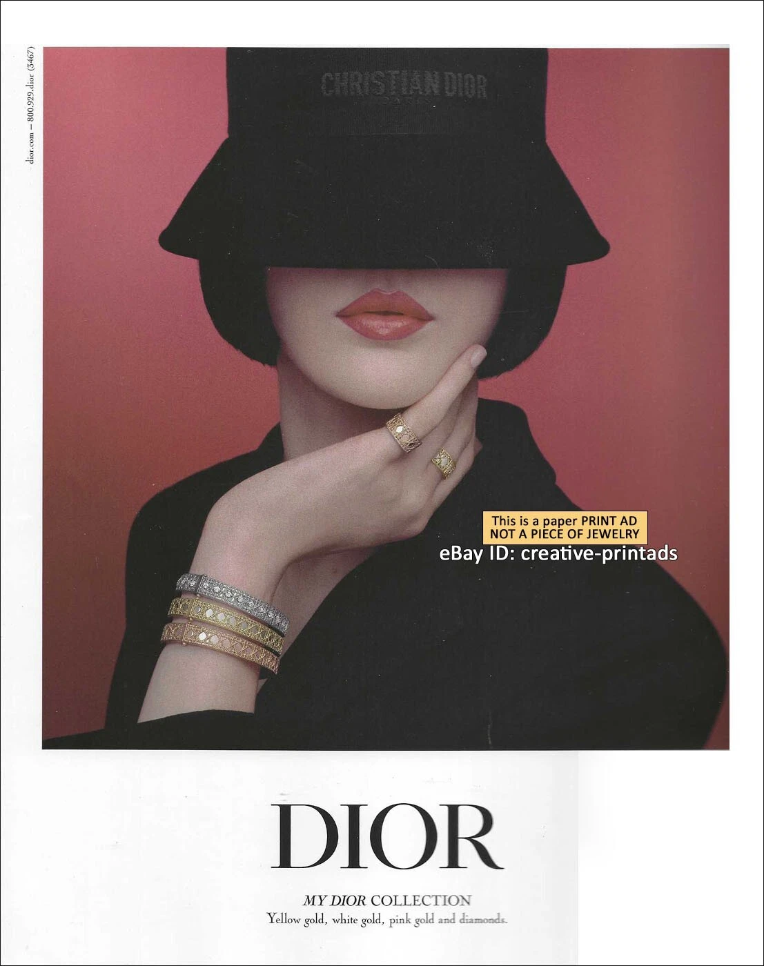 PUBLICITÉ IMPRIMÉE 1 PAGE DIOR Fine Jewelry 2024 ma collection dior jolie femme au chapeau