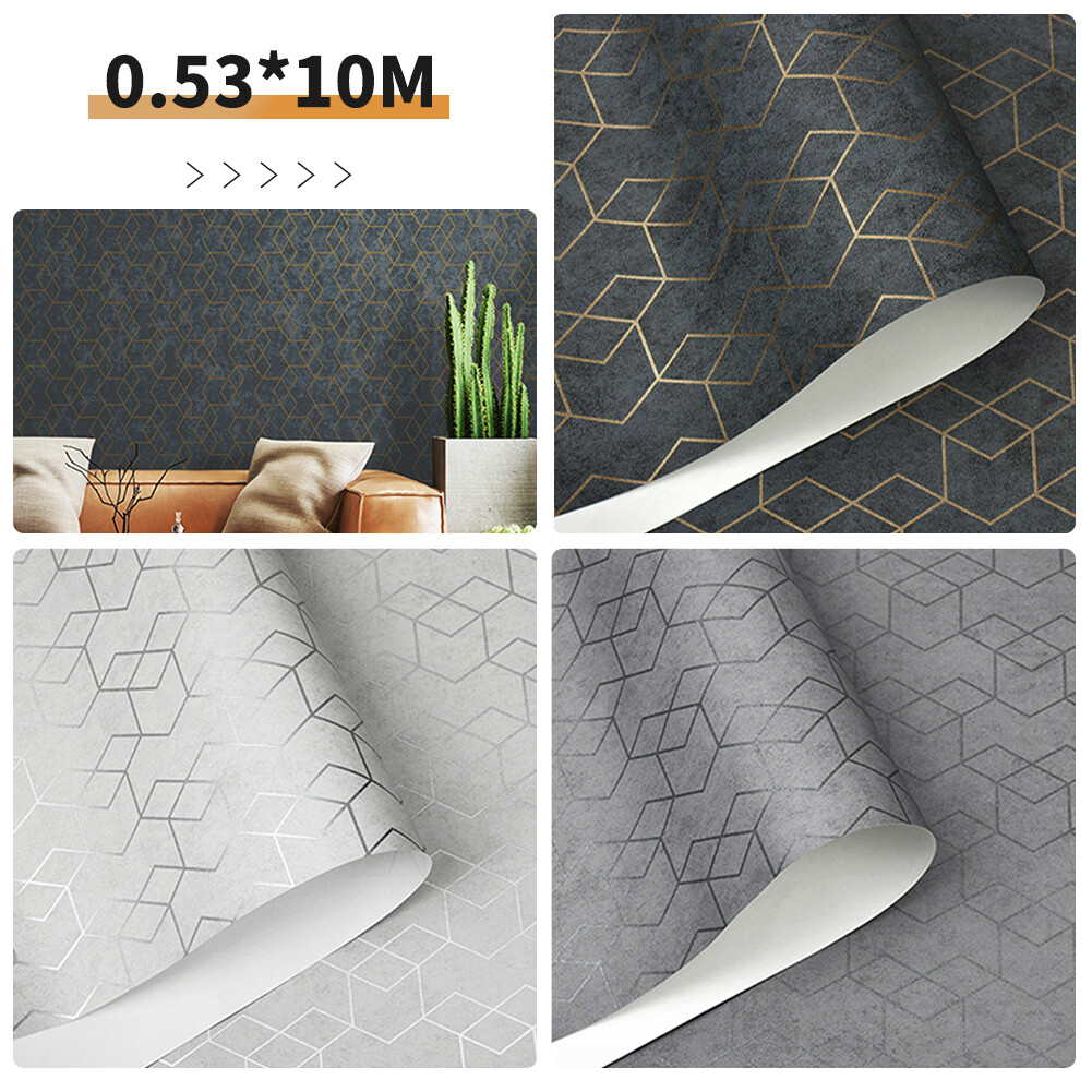 10M Dark Grey Luxury Geometric Wallpaper Wall Paper Modern Home Wall