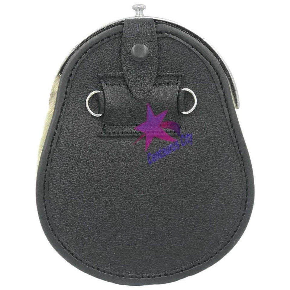 CC Full Dress Kilt Sporran White Bovin Celtic Cantle Chrome Thistle Crest Emblem - Image 4 of 4