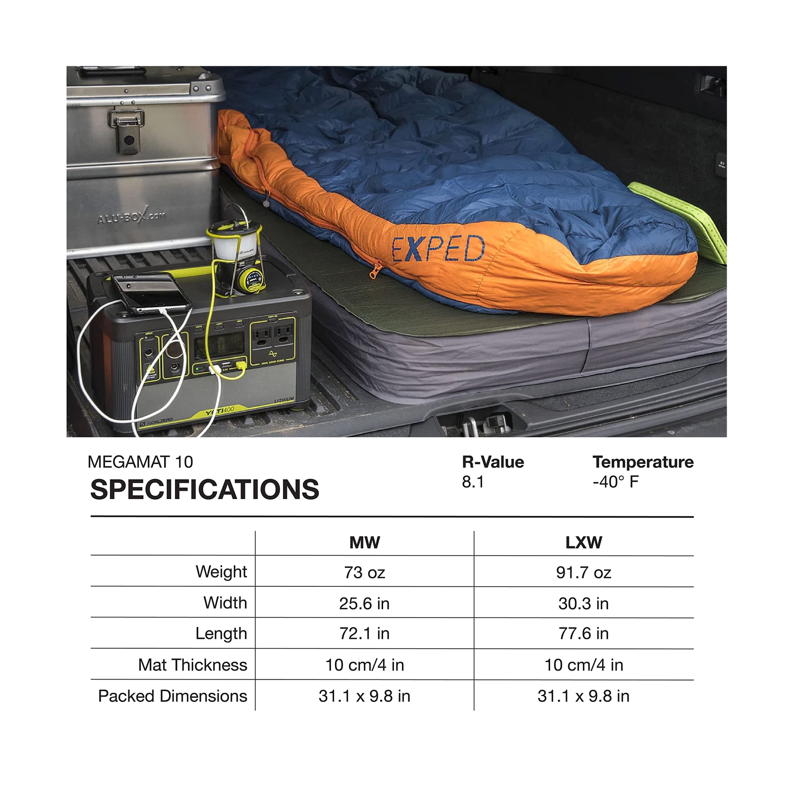 Exped MegaMat 10 Medium Wide Air Pad - Green (7640147769762) for 