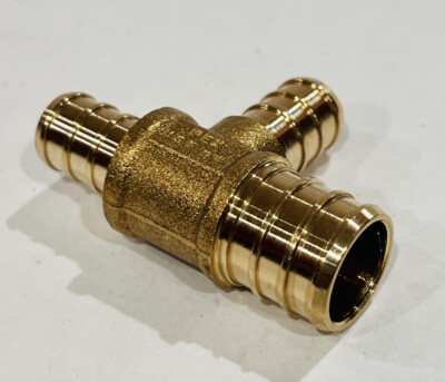 (25) PEX Tee Brass Crimp Fitting Lead Free 3/4'' X 1/2'' X 1/2''