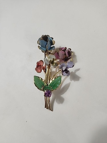 Juego de 4 broches/alfileres vintage tono dorado, tono plata con pedrería varios - Imagen 2 de 5
