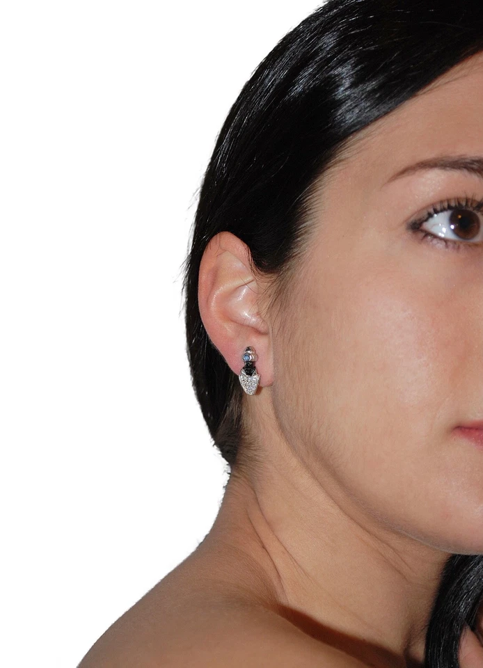 Orecchini lobo Moretto Veneziano Argento 925 zirconi, Zaffiro - Immagine 4 di 4