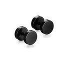 <!--F#f_0-->1 Pair Black Flat Round Barbell Plug Stud Earring Stainless Steel Men 3-10mm<!--F/-->