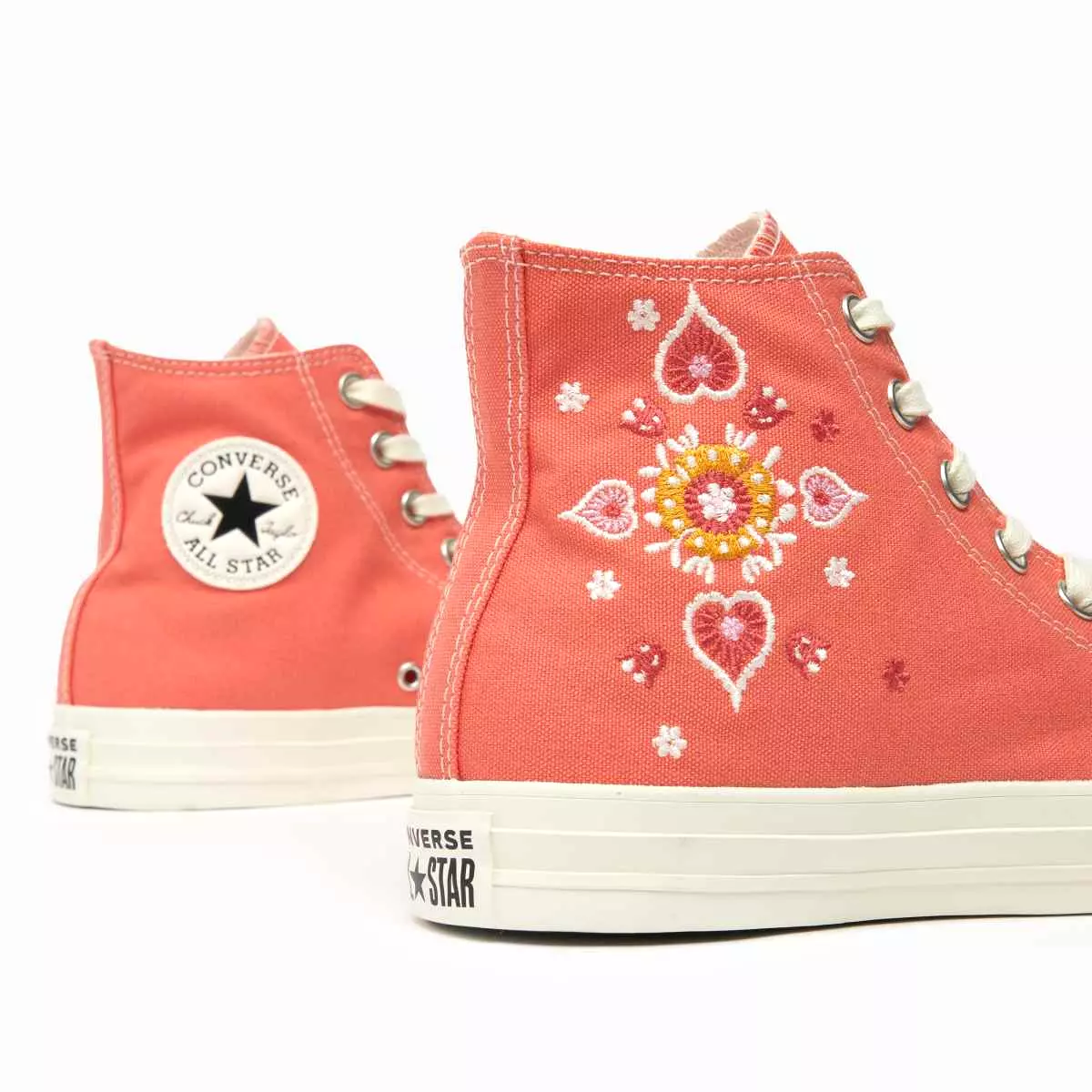 Converse Hi Top Canvas Trainers Floral Embroidery Madder Pink A02203C eBay