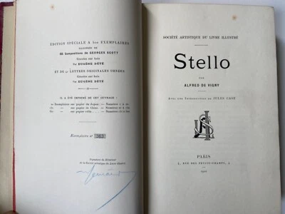 ALFRED DE VIGNY STELLO SUR VELIN.ILLUSTRE. DEMI MAROQUIN ROUGE BEL EXEMPLAIRE - Photo 1/4