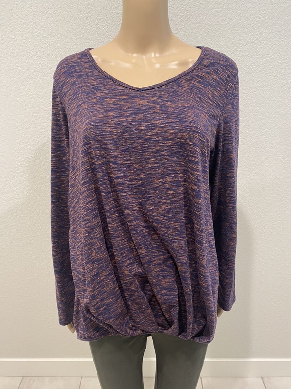 Timeson V Neck Long Sleeve Cozy Blouse Gathered Waist Top Blouse Size Large- 024