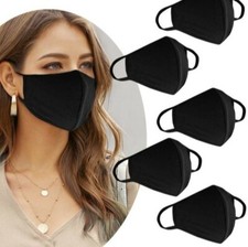 5 Black Fashion Unisex Face Mask Reusable and Washable. Made in USA