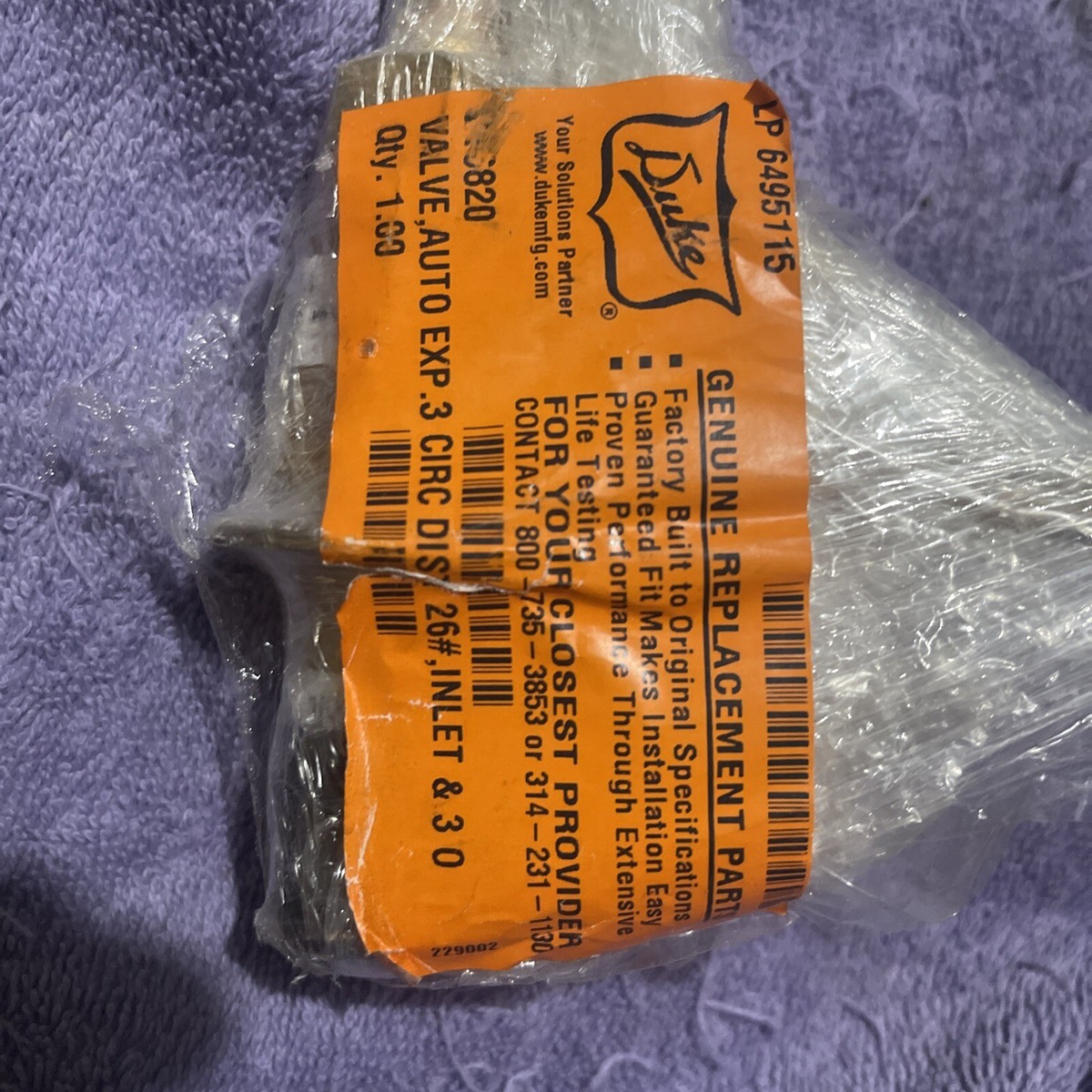 216820 Duke Valve,Auto Exp.3 Circ Dist 26#,Inlet & 3 Outlet Tu