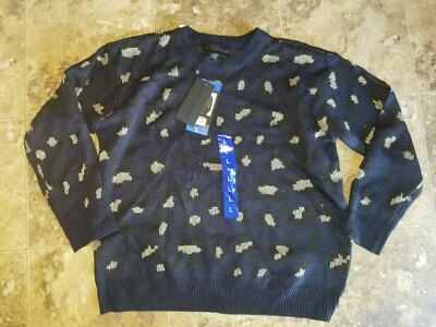 Womens Ladies Kendall & Kylie Sweater Blue Gold Pullover Large L