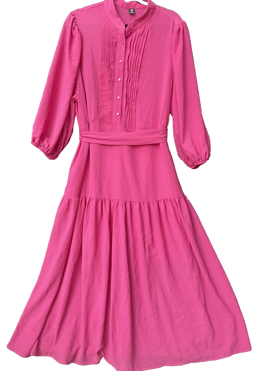 shein curve pink dress Shein Curve dress Size 3XL pink Button Zip Long Sleeve Tie Long