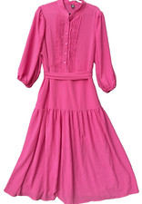 Shein Curve dress Size 3XL pink Button Zip Long Sleeve Tie Long