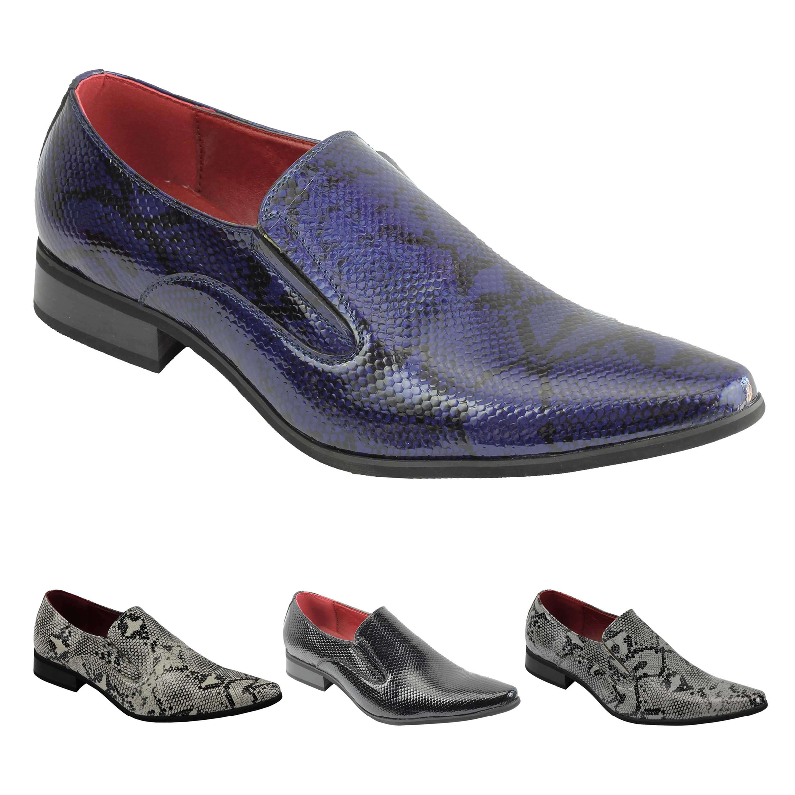 Green Snakeskin print Men's Slip On Sneakers