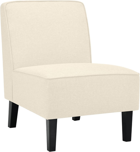 Upholstered Accent Chair, Fabric Single Sofa Armless Accent Chair W/Solid Rubber