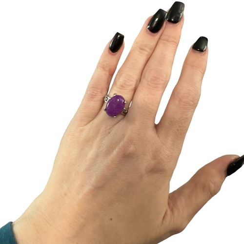 Anillo Amatista Púrpura Chapado en Plata de Ley Banda Ornada Talla 7.5 Nuevo - Imagen 3 de 5