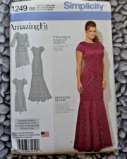 SIMPLICITY 1249 MISSES ANAZING FIT RAGLAN SLEEVE DRESS 20W 22W 24W 26W 28W  