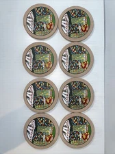 Set of 8 Stone Coasters for game night. Poker chips And Card Design