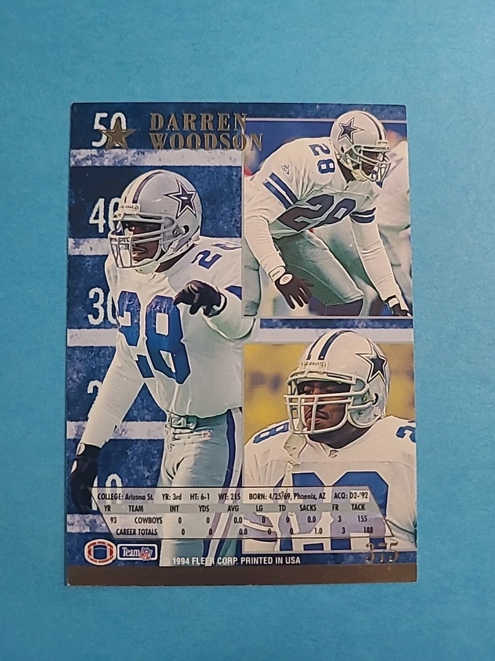 DARREN WOODSON 1994 FLEER ULTRA FOOTBALL CARD # 375 I0274 - Image 2 of 2