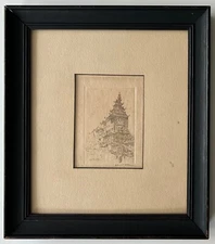 Signed, framed etching "China Town, San Francisco"