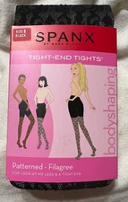 Spanx Tight-End Tights Size B Black Patterned - Fillagree New