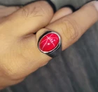 Real Star Ruby Ring Cabochon Deep Red Ruby Men's Ring Silver Men's Ruby Jewelry