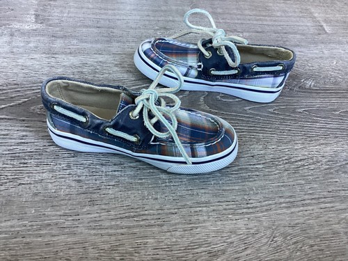 Sperry Toddler Size 9.5 Top Sider Bahama Baby Shoes Infant Boys Blue Plaid Shoe - Picture 6 of 15
