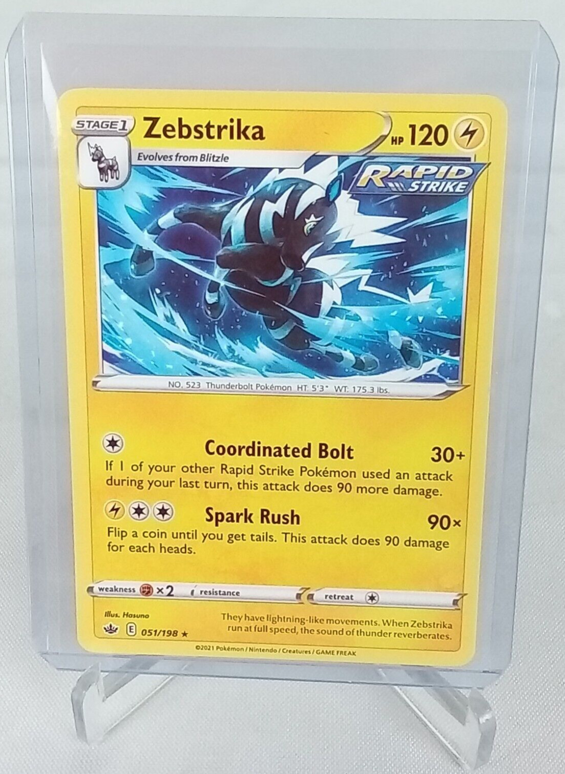 Zebstrika 51/198 Sword Shield Chilling Reign Rare Pokémon Card 2021