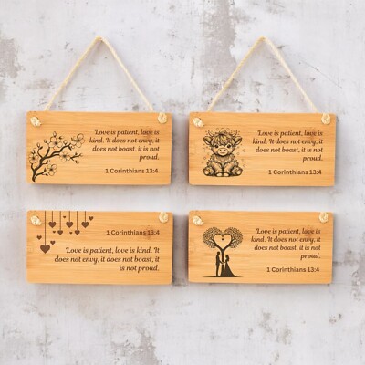 Liebe ist geduldig Liebe ist freundlich - personalisierte hängende Plakette Geschenk Willkommensschild