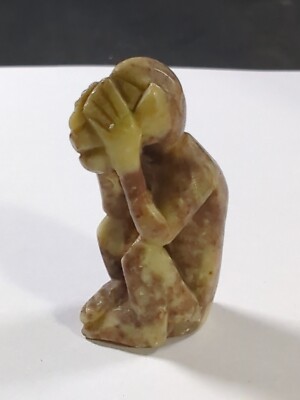 1 7/8'' Vintage Miniature See No Evil Monkey Carved Marble? Stone Unique Rare