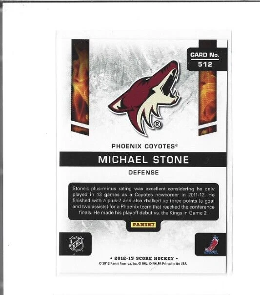 2012-13 Score #512 Michael Stone HR RC NMMT - Image 2 of 2