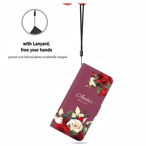 Flip Leather Case For iPhone 16 Pro Max 13 14 15 Flower Personalised Phone Cover - Picture 41 of 108