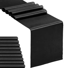10-Pack Satin Table Runner Black 12 x 108 inches Long Table Runners for Weddi...