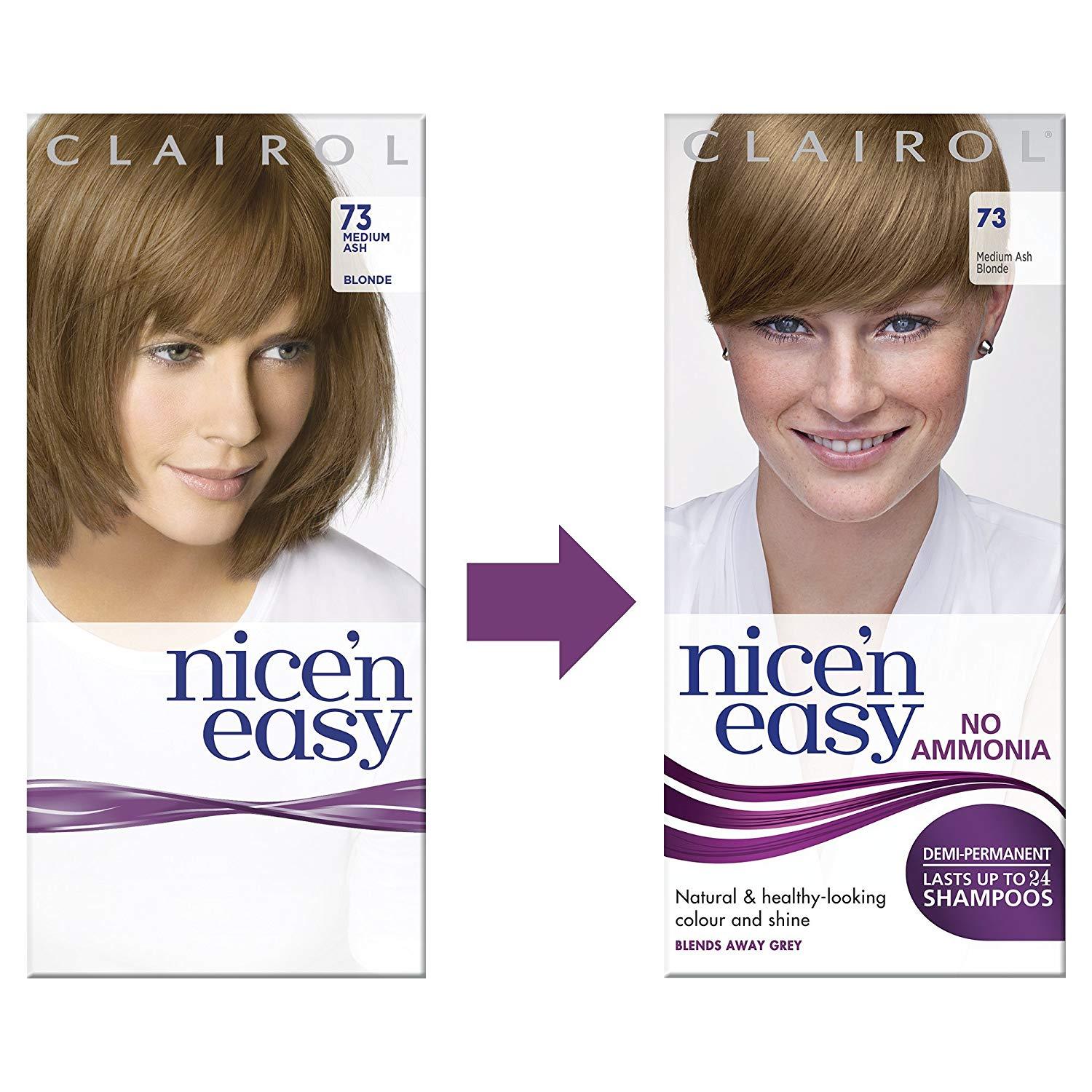 Clairol Nice'n Easy DemiPermanent Hair Dye No Ammonia, 73 Medium Ash