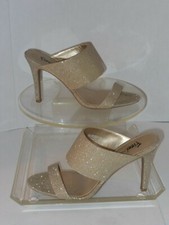FIONI NIGHT GOLD OPEN TOE HIGH HEEL SANDALS SIZE 8.5 MEDIUM