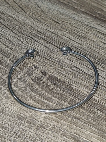 PANDORA Sterling silver 925 Signature Logo Pave Open Cuff Bangle 590528 Size 2 - Picture 12 of 14