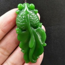 1pc Natürliches Grün jade Fisch Carving Anhänger Amulett Glück Schmuck Geschenk