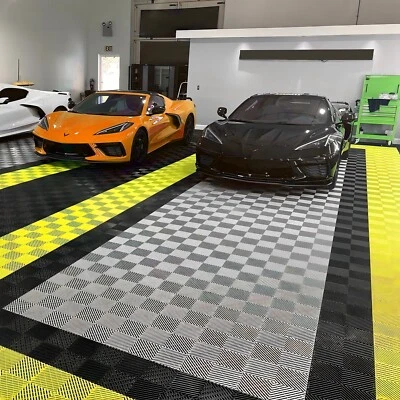 ALL4DETAIL 25/50 Packs Interlocking Garage Floor Tiles Vented Water Drainage 15.7x15.7''