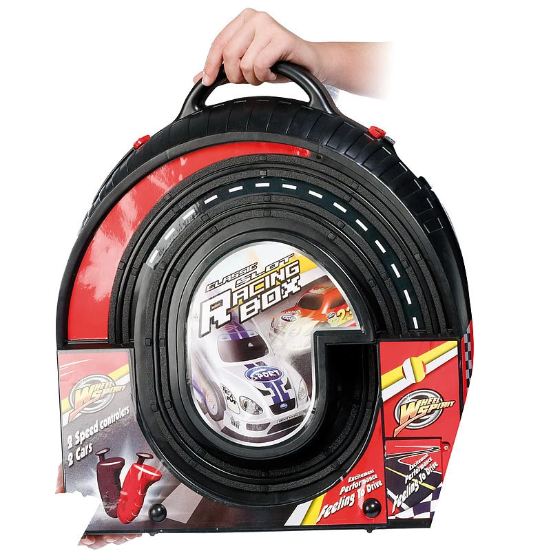 Playtastic Autorennbahn: Portable Rennbahn im Koffer - Komplett-Set mit 2 Autos - Bild 3 von 4