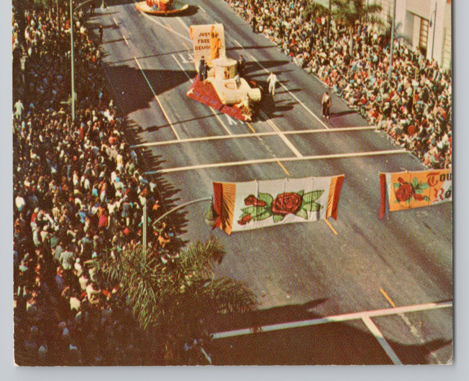 Pasadena California 1954 Tournament of Roses Parade CA Postcard Aerial