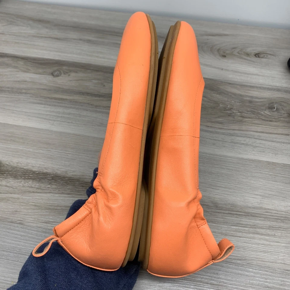 Fitflop Ballet Flats Womens 10 Orange Pink Leather Allegro Slip On Comfort Shoes - Image 3 of 4