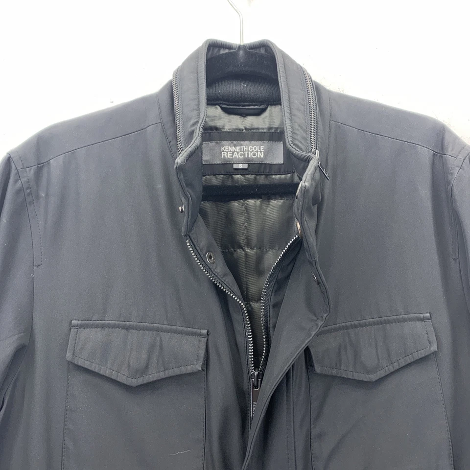 Kenneth Cole Reaction Mens Small Zip Up Jacket Coat Overcoat Black Lined Warm - Image 4 of 4
