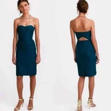J CREW BLACK RORY STRAPLESS DRESS Sz 12 Faille Bridesmaid Cocktail Retro B7677