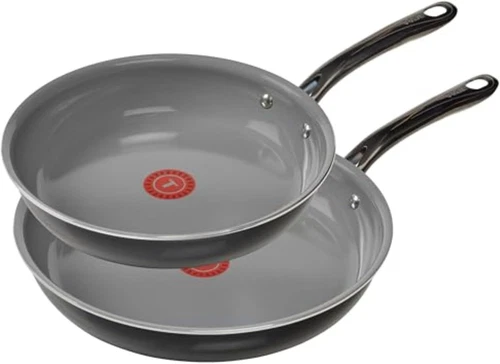 T-fal Preserve Ceramic, Ceramic Non Stick Fry Pan Set 2 2-Piece Set, Black 