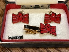 Vintage Anheuser Busch Budweiser Beer “BUD” Cufflinks & Tie Bar/Clip Gold Filled
