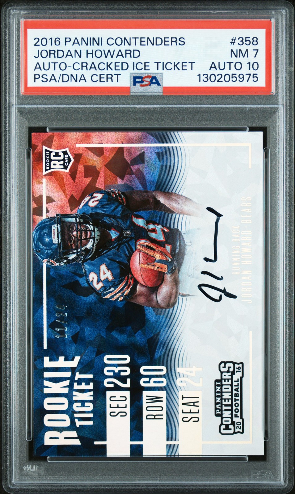 Jordan Howard Panini Contenders #358 Autograph-Cracked Ice Ticket